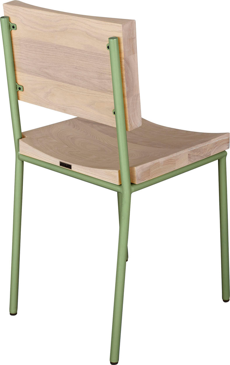 Mint green with whitewash stain ash wood made in UK - back side view round frame