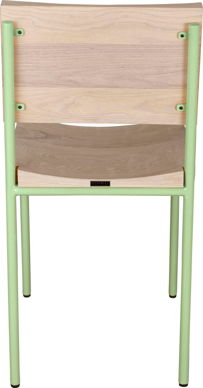 Mint green with whitewash stain ash wood made in UK - back view round frame