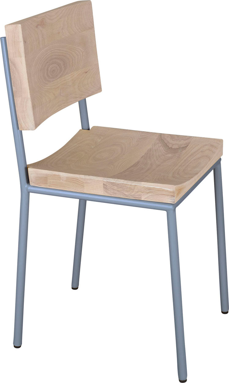 Shaker blue with whitewash stain ash wood made in UK - angle view round frame