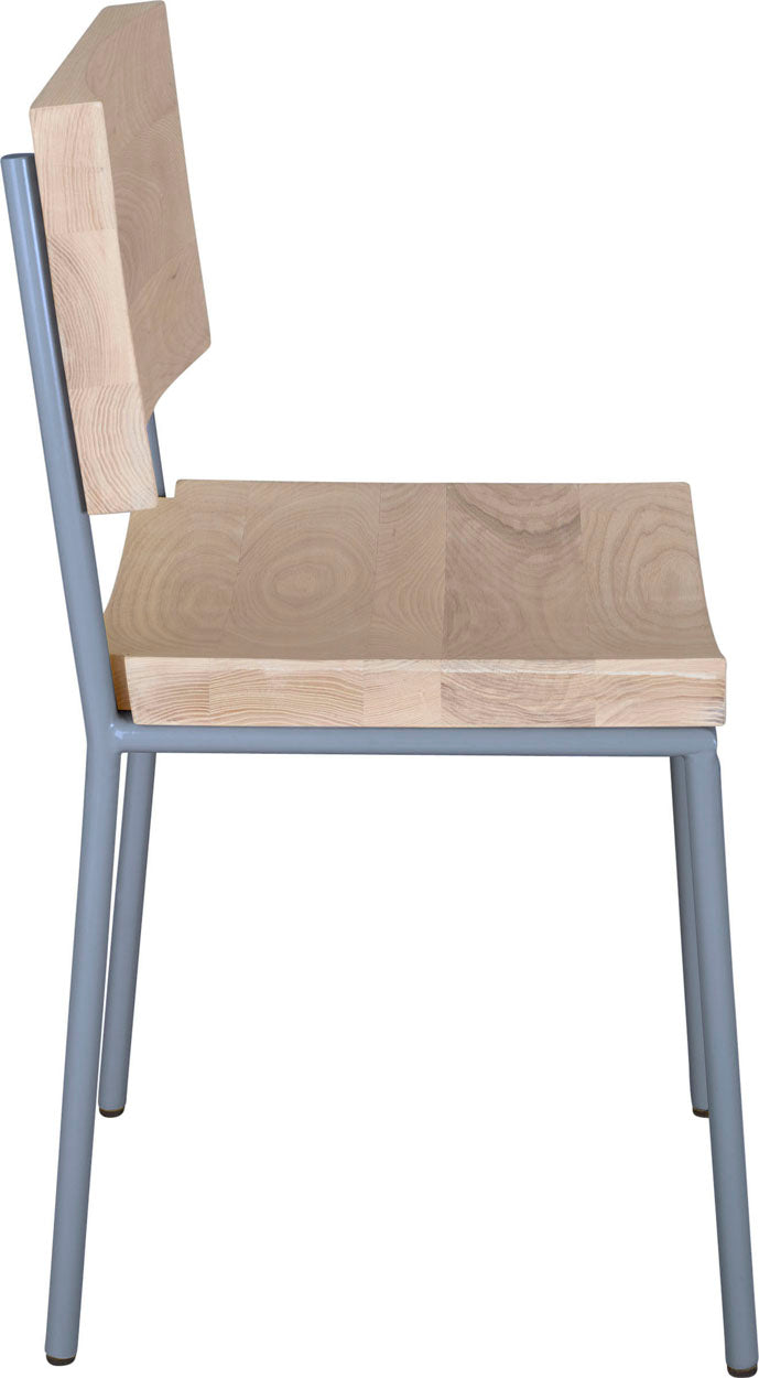 Shaker blue with whitewash stain ash wood made in UK - side view round frame