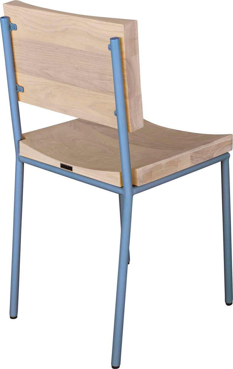 Shaker blue with whitewash stain ash wood made in UK - back side view round frame