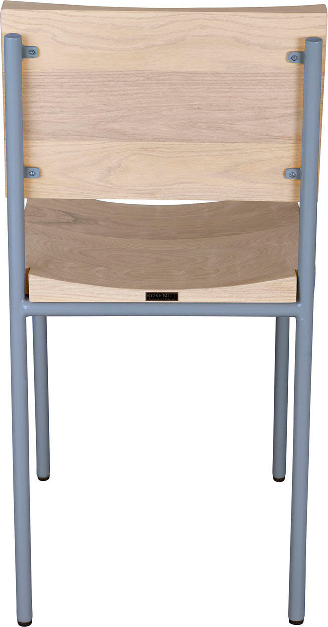Shaker blue with whitewash stain ash wood made in UK - back view round frame