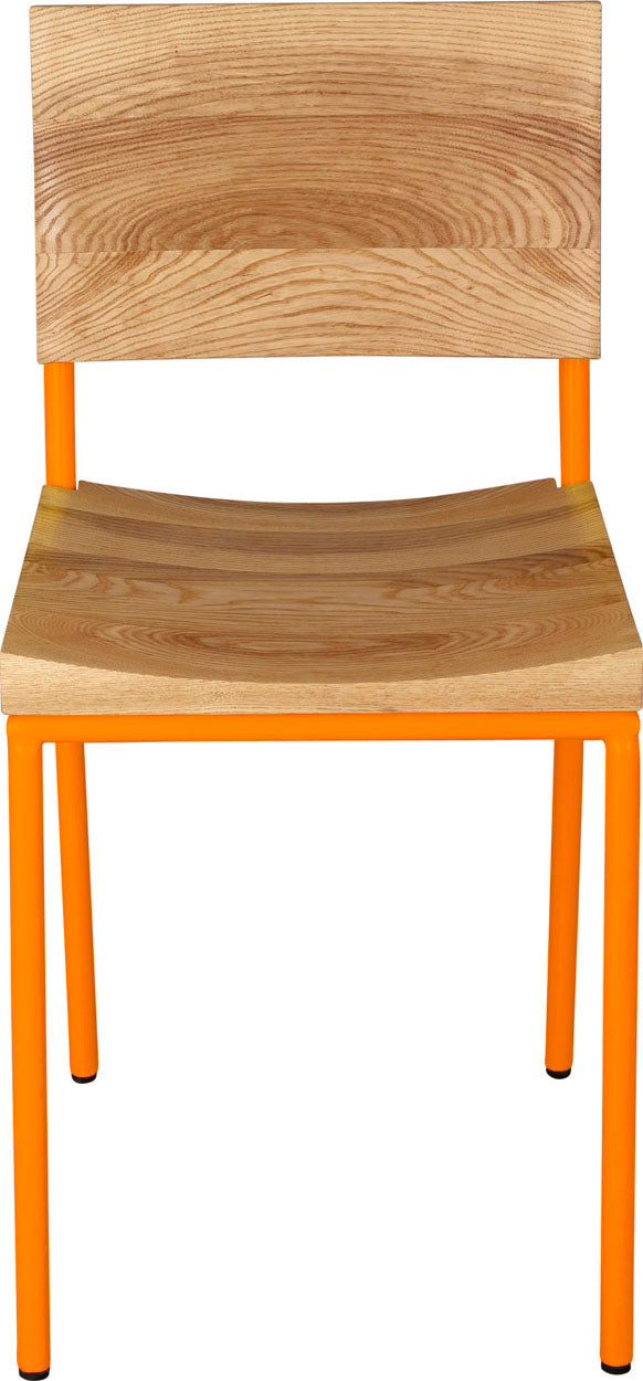 Orange with natural stain ash wood made in UK - front view round frame