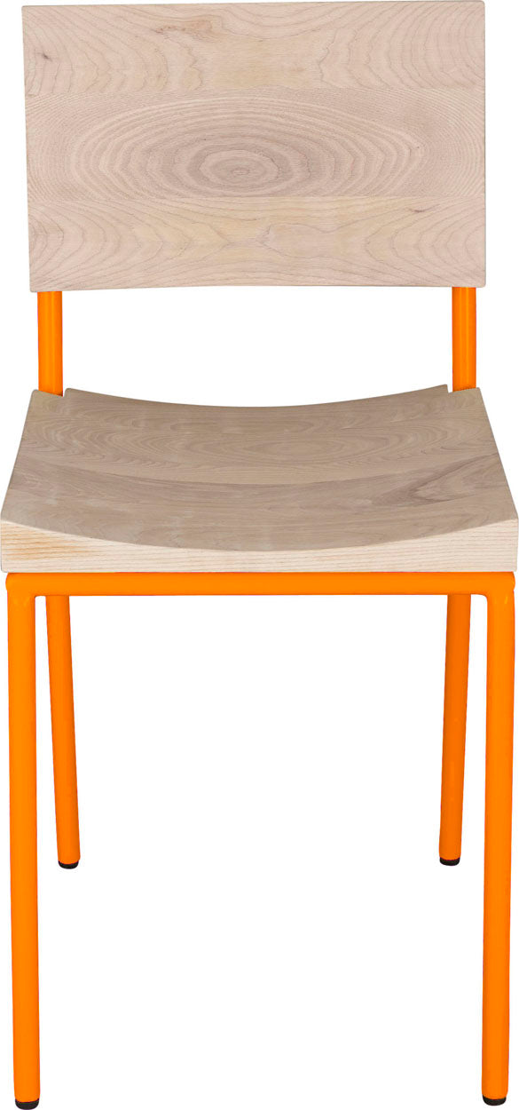 Orange with whitewash stain ash wood made in UK - front view round frame