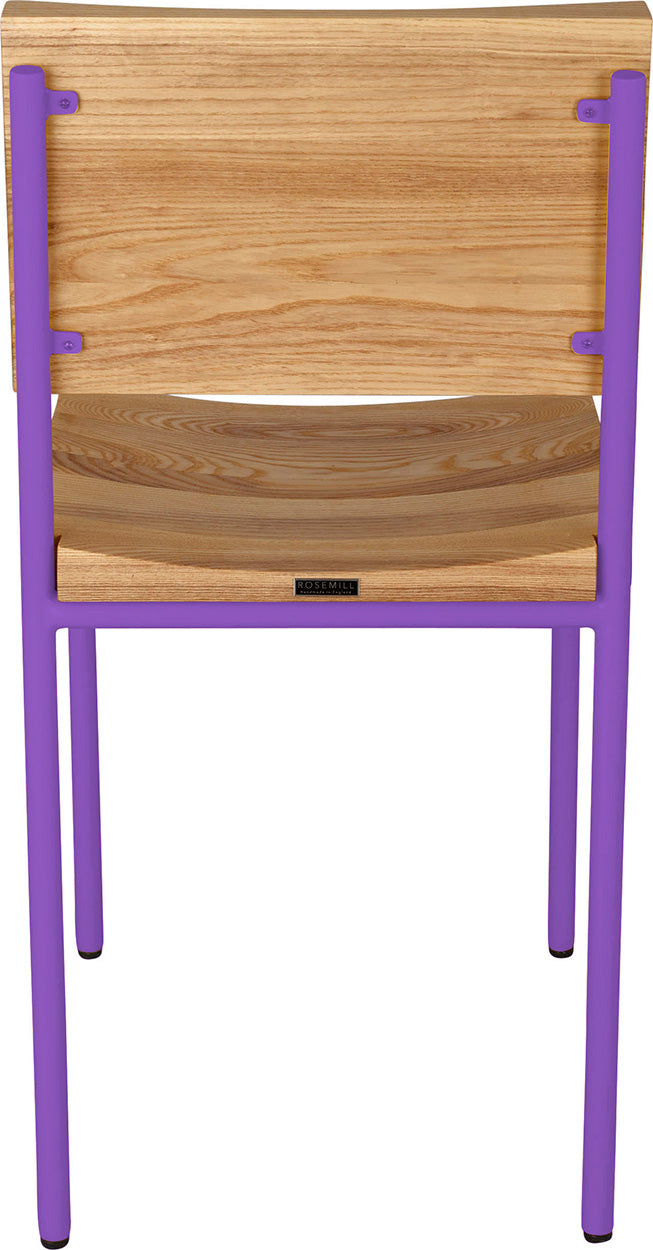 Purple with natural stain ash wood made in UK - back view round frame