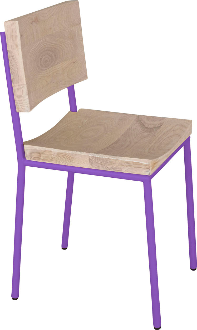 Purple with whitewash stain ash wood made in UK - angle view round frame