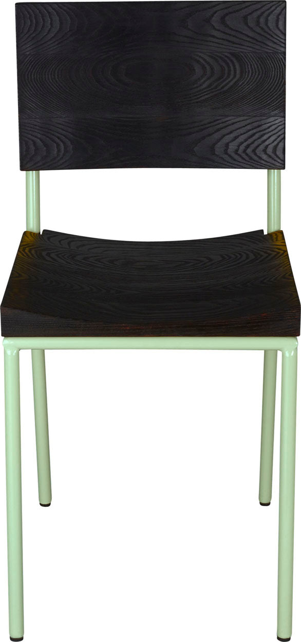 Mint green with black stain ash wood made in UK - front view round frame