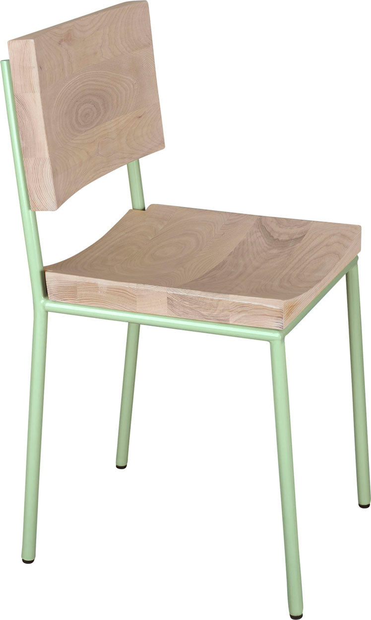 Mint green with whitewash stain ash wood made in UK - angle view round frame