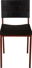 Load image into Gallery viewer, Copper metal chair with black stain ash wood made in UK - front view square frame
