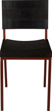 Load image into Gallery viewer, Copper metal chair with black stain ash wood made in UK - front view square frame
