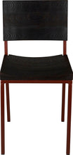 Load image into Gallery viewer, Copper metal chair with black stain ash wood made in UK - front view square frame
