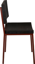 Load image into Gallery viewer, Copper metal chair with black stain ash wood made in UK - side view square frame

