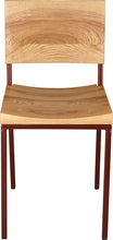 Load image into Gallery viewer, Copper metal chair with natural stain ash wood made in UK - front view square frame
