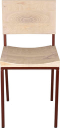 Copper metal chair with whitewash stain ash wood made in UK - front view square frame