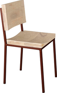 Copper metal chair with whitewash stain ash wood made in UK - angle view square frame