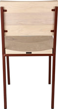Load image into Gallery viewer, Copper metal chair with whitewash stain ash wood made in UK - back view square frame

