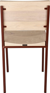 Copper metal chair with whitewash stain ash wood made in UK - back view square frame