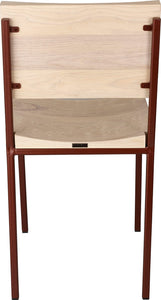 Copper metal chair with whitewash stain ash wood made in UK - back view square frame