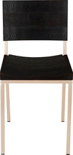 Load image into Gallery viewer, Off white metal chair with black stain ash wood made in UK - front view square frame
