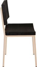 Load image into Gallery viewer, Off white metal chair with black stain ash wood made in UK - side view square frame
