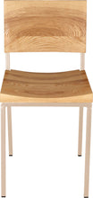 Load image into Gallery viewer, Off white metal chair with natural stain ash wood made in UK - front view square frame

