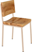Load image into Gallery viewer, Off white metal chair with natural stain ash wood made in UK - angle view square frame
