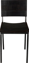 Load image into Gallery viewer, Gloss black metal chair with black stain ash wood made in UK - front view square frame

