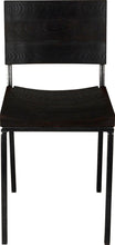 Load image into Gallery viewer, Gloss black metal chair with black stain ash wood made in UK - front view square frame
