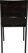 Load image into Gallery viewer, Gloss black metal chair with black stain ash wood made in UK - back view square frame
