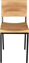 Load image into Gallery viewer, Gloss black metal chair with natural stain ash wood made in UK - front view square frame
