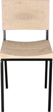 Load image into Gallery viewer, Gloss black metal chair with whitewash stain ash wood made in UK - front view square frame
