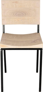 Gloss black metal chair with whitewash stain ash wood made in UK - front view square frame