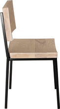 Load image into Gallery viewer, Gloss black metal chair with whitewash stain ash wood made in UK - side view square frame
