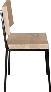 Gloss black metal chair with whitewash stain ash wood made in UK - side view square frame