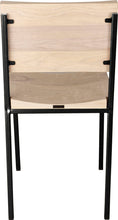 Load image into Gallery viewer, Gloss black metal chair with whitewash stain ash wood made in UK - back view square frame

