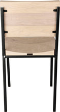 Load image into Gallery viewer, Gloss black metal chair with whitewash stain ash wood made in UK - back view square frame
