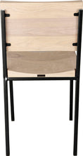 Load image into Gallery viewer, Gloss black metal chair with whitewash stain ash wood made in UK - back view square frame
