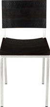 Load image into Gallery viewer, Gloss white metal chair with black stain ash wood made in UK - front view square frame
