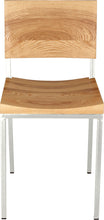 Load image into Gallery viewer, Gloss white metal chair with natural stain ash wood made in UK - front view square frame
