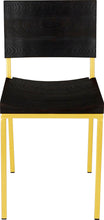 Load image into Gallery viewer, Yellow metal chair with black stain ash wood made in UK - front view square frame
