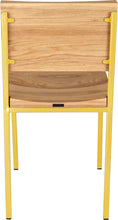 Load image into Gallery viewer, Yellow metal chair with natural stain ash wood made in UK - back view square frame
