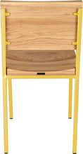 Load image into Gallery viewer, Yellow metal chair with natural stain ash wood made in UK - back view square frame
