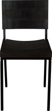 Load image into Gallery viewer, Black metal chair with black stain ash wood made in UK - front view square frame
