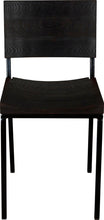 Load image into Gallery viewer, Black metal chair with black stain ash wood made in UK - front view square frame
