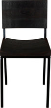 Load image into Gallery viewer, Black metal chair with black stain ash wood made in UK - front view square frame
