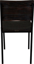 Load image into Gallery viewer, Black metal chair with black stain ash wood made in UK - back view square frame
