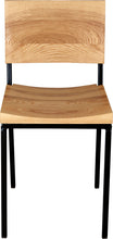 Load image into Gallery viewer, Black metal chair with natural stain ash wood made in UK - front view square frame
