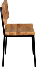 Load image into Gallery viewer, Black metal chair with natural stain ash wood made in UK - side view square frame
