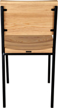 Load image into Gallery viewer, Black metal chair with natural stain ash wood made in UK - back view square frame
