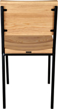 Load image into Gallery viewer, Black metal chair with natural stain ash wood made in UK - back view square frame
